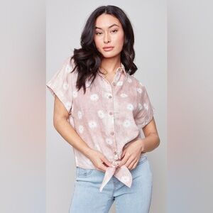 Charlie B Daisy Print Tie-front Blouse Style C4464 women’s Size M NWT